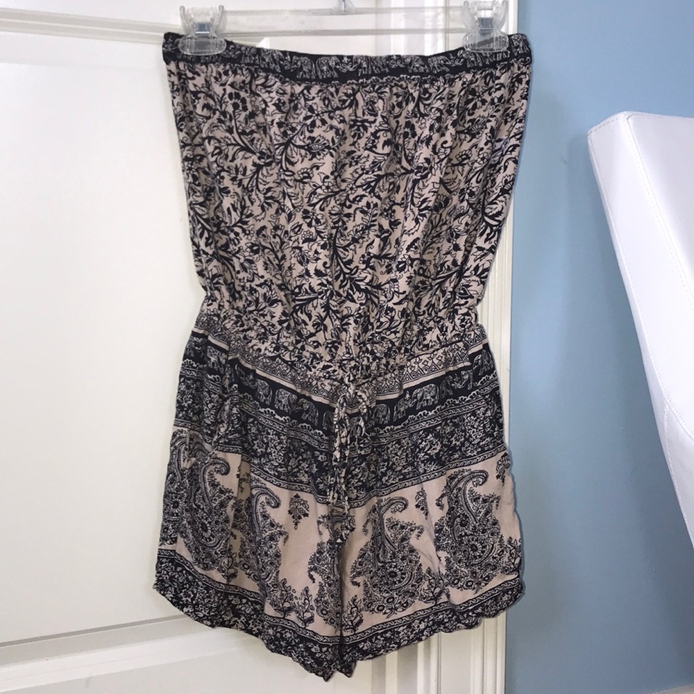 Tribal strapless romper.